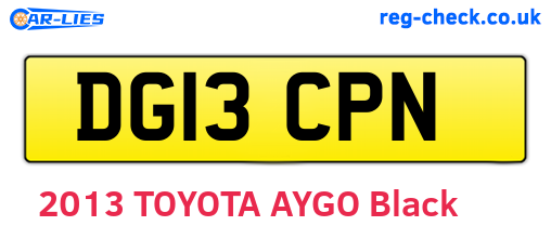 DG13CPN are the vehicle registration plates.