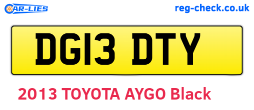 DG13DTY are the vehicle registration plates.