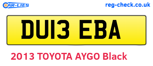 DU13EBA are the vehicle registration plates.