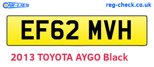 EF62MVH are the vehicle registration plates.