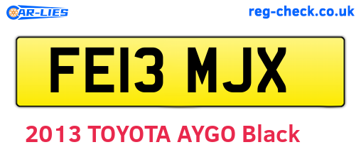 FE13MJX are the vehicle registration plates.