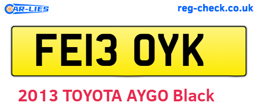 FE13OYK are the vehicle registration plates.