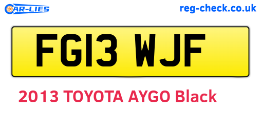 FG13WJF are the vehicle registration plates.