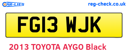 FG13WJK are the vehicle registration plates.