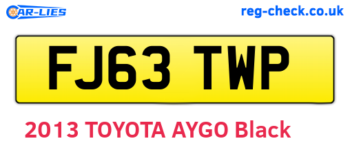 FJ63TWP are the vehicle registration plates.