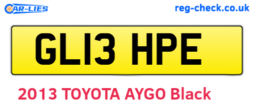 GL13HPE are the vehicle registration plates.