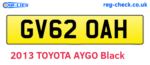 GV62OAH are the vehicle registration plates.