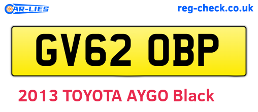 GV62OBP are the vehicle registration plates.