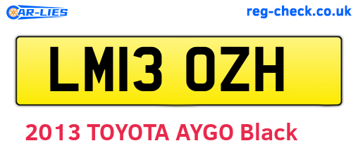 LM13OZH are the vehicle registration plates.