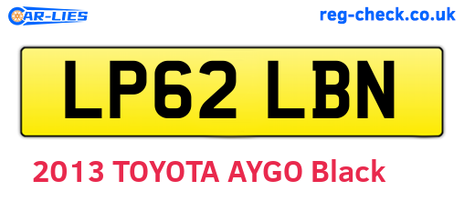 LP62LBN are the vehicle registration plates.