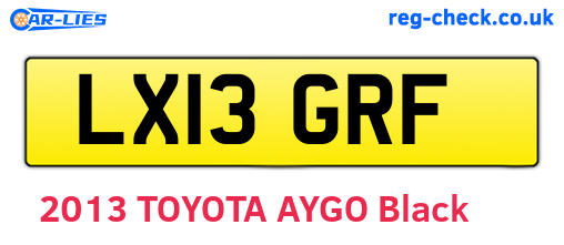 LX13GRF are the vehicle registration plates.