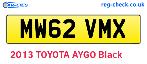 MW62VMX are the vehicle registration plates.
