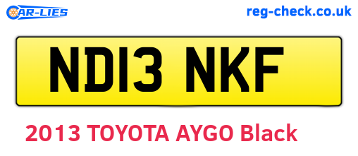 ND13NKF are the vehicle registration plates.
