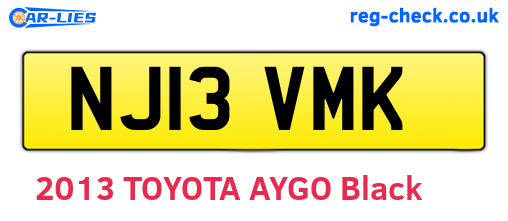 NJ13VMK are the vehicle registration plates.