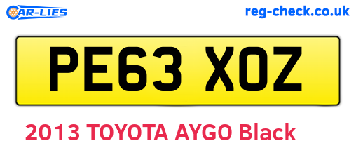 PE63XOZ are the vehicle registration plates.