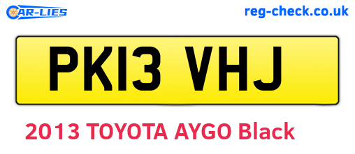 PK13VHJ are the vehicle registration plates.