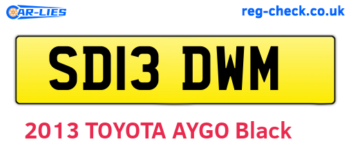 SD13DWM are the vehicle registration plates.