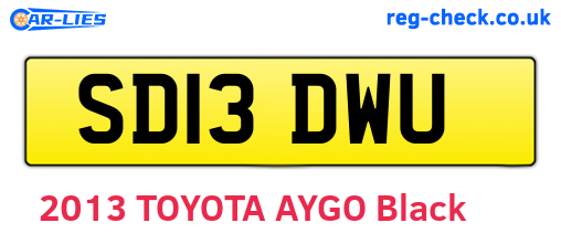 SD13DWU are the vehicle registration plates.