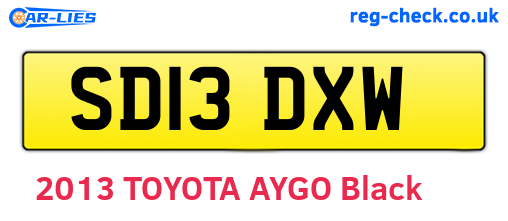 SD13DXW are the vehicle registration plates.