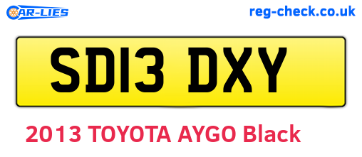 SD13DXY are the vehicle registration plates.