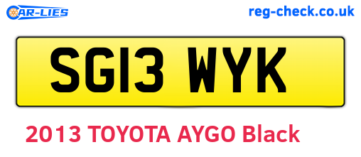 SG13WYK are the vehicle registration plates.