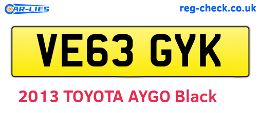 VE63GYK are the vehicle registration plates.