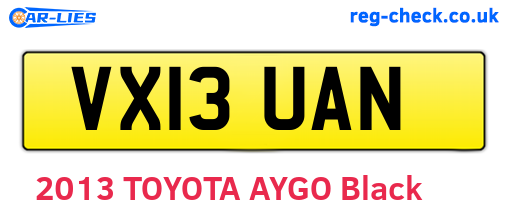 VX13UAN are the vehicle registration plates.