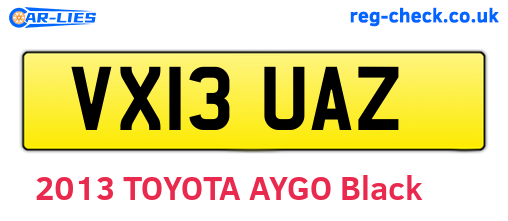 VX13UAZ are the vehicle registration plates.