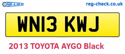 WN13KWJ are the vehicle registration plates.