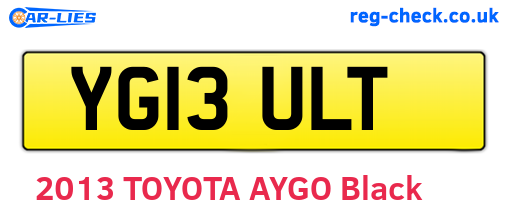 YG13ULT are the vehicle registration plates.