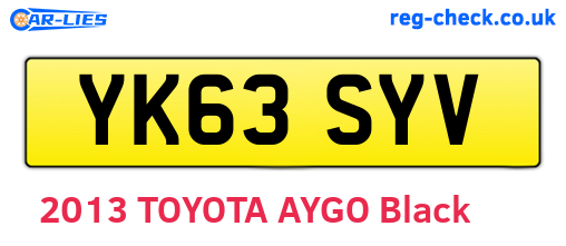 YK63SYV are the vehicle registration plates.