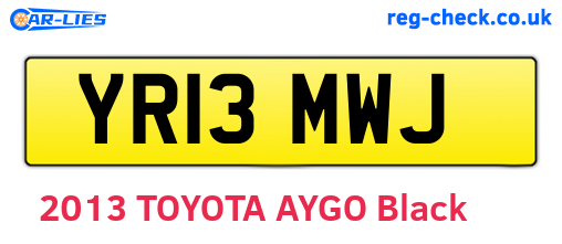 YR13MWJ are the vehicle registration plates.