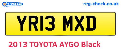 YR13MXD are the vehicle registration plates.