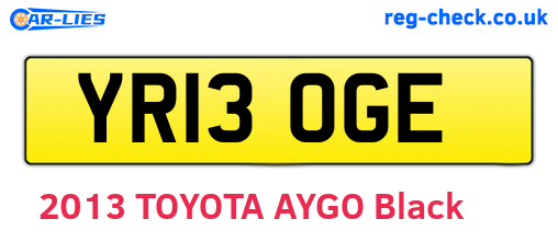 YR13OGE are the vehicle registration plates.