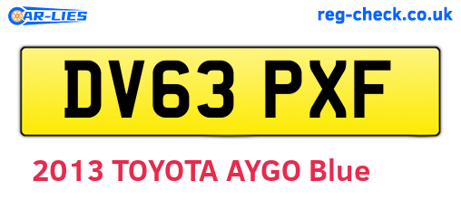 DV63PXF are the vehicle registration plates.