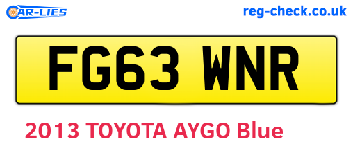 FG63WNR are the vehicle registration plates.