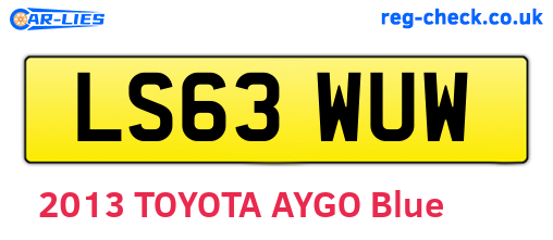 LS63WUW are the vehicle registration plates.