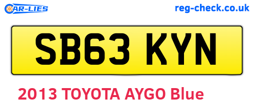 SB63KYN are the vehicle registration plates.