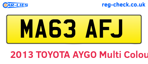MA63AFJ are the vehicle registration plates.