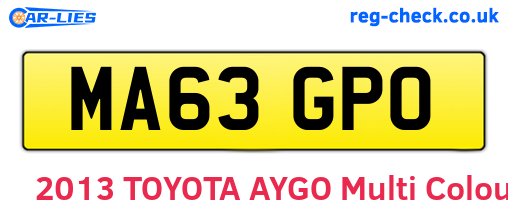 MA63GPO are the vehicle registration plates.