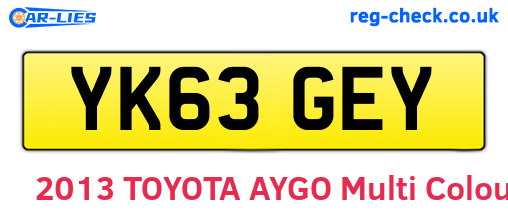 YK63GEY are the vehicle registration plates.