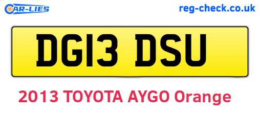 DG13DSU are the vehicle registration plates.