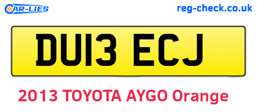 DU13ECJ are the vehicle registration plates.