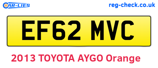EF62MVC are the vehicle registration plates.