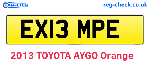 EX13MPE are the vehicle registration plates.