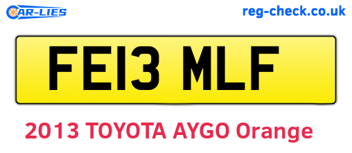 FE13MLF are the vehicle registration plates.