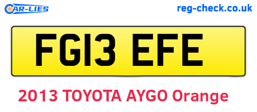 FG13EFE are the vehicle registration plates.