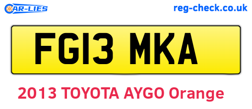 FG13MKA are the vehicle registration plates.