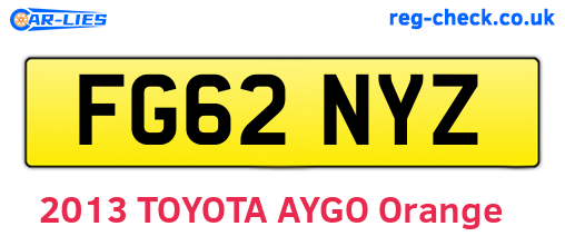 FG62NYZ are the vehicle registration plates.