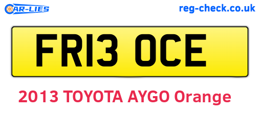 FR13OCE are the vehicle registration plates.